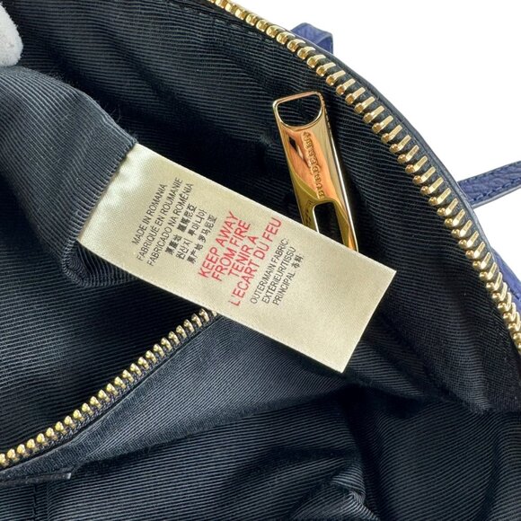 BURBERRY Royal Blue Orchard Bowling Grained Leather Satchel Shoulder Bag - Picture 12 of 16